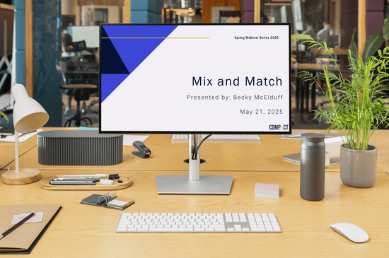 Computer monitor with a PowerPoint slide entitled "Mix and Match" 