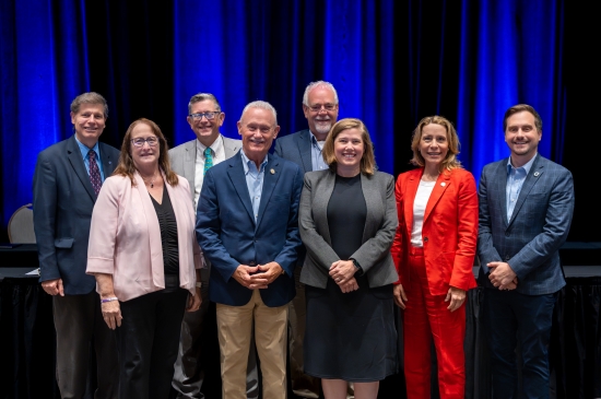 Photo from left to right: Brian Patrick Kennedy, Beth Dwyer, Eric Dunning, Allan McVey, Matt Lehman, Marie Grant, Ellyn Hefner, and David LeBoeuf